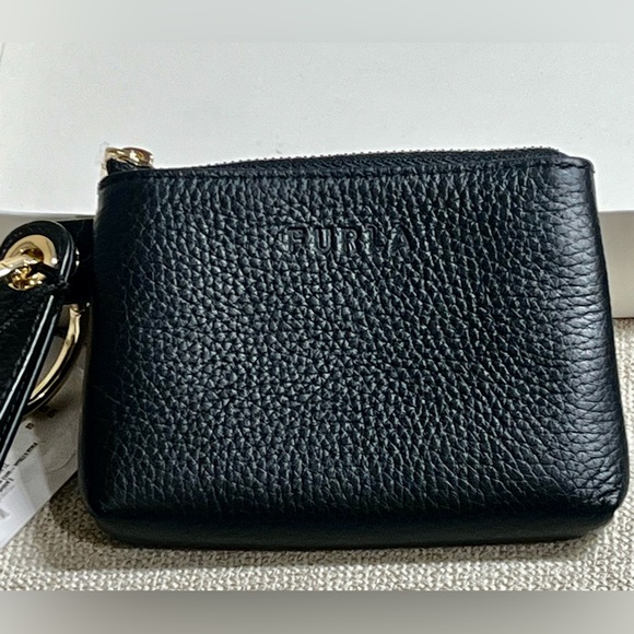 Furla Luna M Textured Black Leather Pouch - Picture 2 of 12